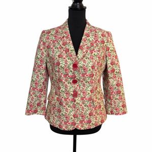 Talbots Cotton Floral Spring Blazer Women Size 8P